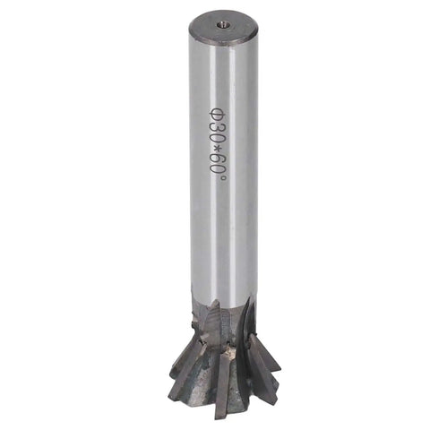 Front view of 60 Degree Dovetail Cutter With 6 Flutes Carbide End Mill, Straight Shank, 30mm And 1.2in Slotting Milling Cutter for metalworking pros