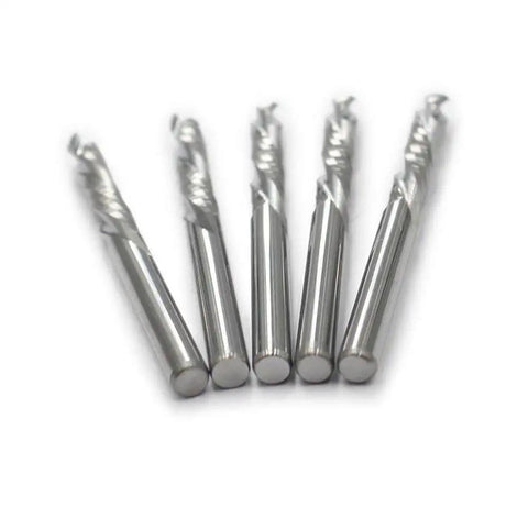Pro Grade One Eighth Inch Shank Carbide End Mills Three Point One Seven Five By Seventeen Millimeter Up And Down Cut Five Piece Set