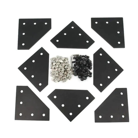 Beefy 90 Degree L Shape Corner Bracket Plate Set For 3030 Aluminum Extrusion Profiles With 5 Holes Includes M6x10mm Screws And T Nuts 8 Pieces