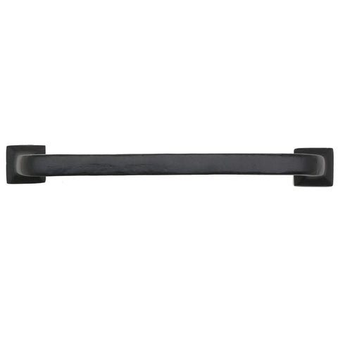 Front view of Six Inch C2C Modern Texture Cabinet Handle Pull In Solid Cast Iron Black Finish Five Pack with 6-7/8 inch overall length.