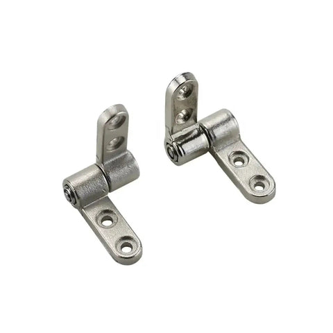 Two silver metal 360° torque hinges for cabinet doors