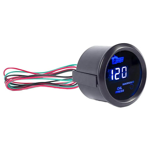Digital Oil Pressure Gauge For Cars 2 Inch 52mm With Blue LED Display 0 To 120 PSI DC 12V Power Supply Professional Grade NPT One Eighth Inch Sensor