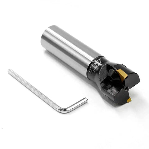 Three Quarters Inch Straight Shank Indexable End Mill With One Inch Cutting Diameter And Three And A Quarter Inch Overall Length Tin Coated TP22 Inserts TPCN1103PDTR Two Flutes 2 Pack Carbide Milling Tool For Aluminum And Steel
