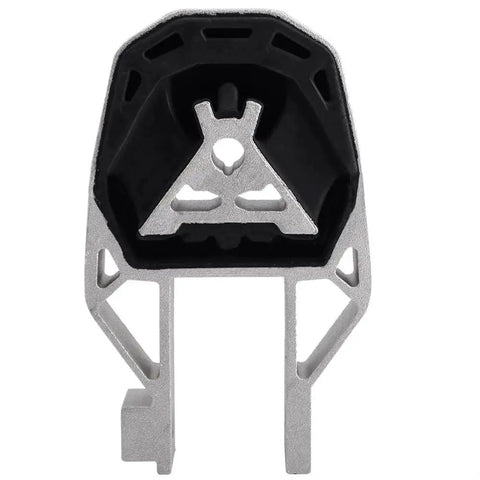 Front view of silver and black bracket from Engine And Transmission Mount Kit For Focus 2012 2013 2014 2015 2016 2017 2018 2.0L L4 Replacement Set Of Three Beefed Up OE Style Brackets For A Smooth Ride And Quieter Cabin.