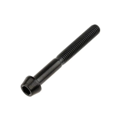 Black titanium M5x40mm screw, tapered head, 6Al4V Grade 5 alloy, part of Titanium M5x40mm Screws Pack Of 4 For DIN 912.