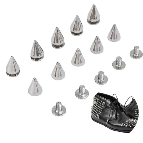 Screw Back Studs And Spikes Rivets For Metal Punk Clothes Shoes Bags Leather, zinc alloy, shown with shoe application