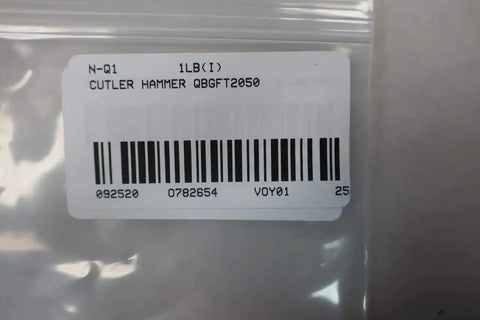 Barcode label reading Cutler Hammer QBGFT2050 on a product packaging
