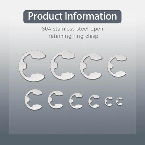 External Retaining Rings Set 120 Pcs Stainless Steel 304 E Clips Circlips Snap Rings Assortment Kit shown in 10 sizes