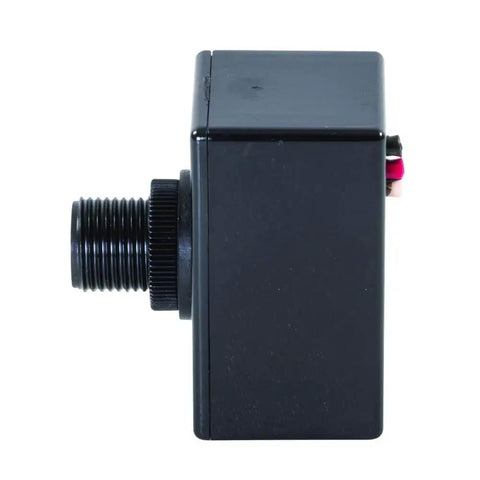Side view of ZB124 Electronic Photocontrol with Button Interface, Advanced LongLife ZeroCross Switching, 8A LED Rated, black casing