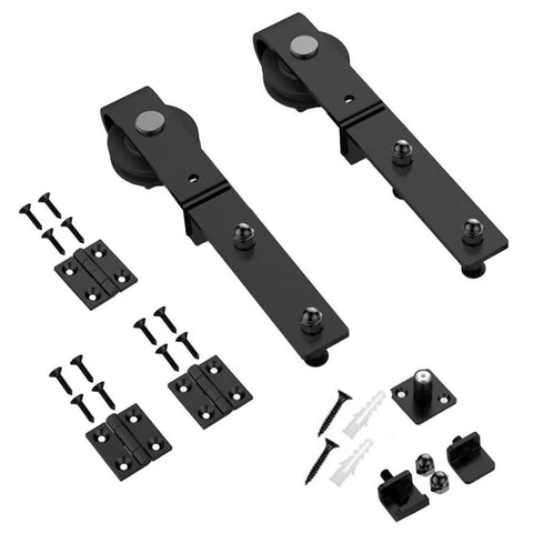 Bi Folding Barn Sliding Door Roller Kit J Shape Roller Only For Barn Doors Beefy Steel Hanger Supports Up To 330 Lbs Quiet Nylon Wheels