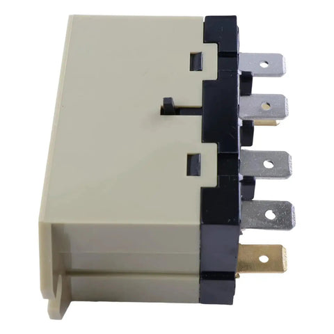 Side view of Enclosed Power Relay G7L-2A-TUBJ-CB DPST-NO with Test Button for 200-240VAC showing metal quick-connect terminals