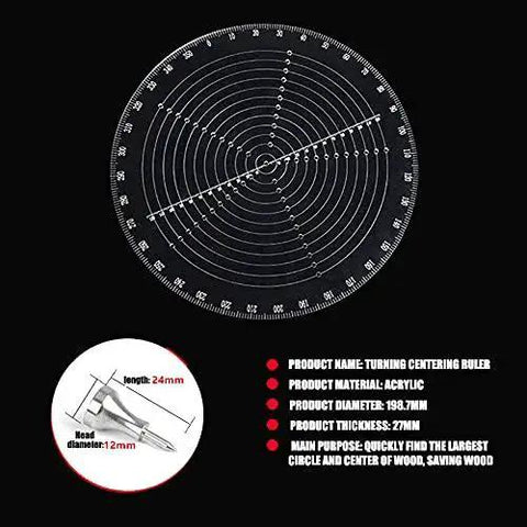 8 Inch Round Center Finder Compass Drawing Maker For Woodworking Lathe Tools Circle Tool Centering Jig With Centering Pin