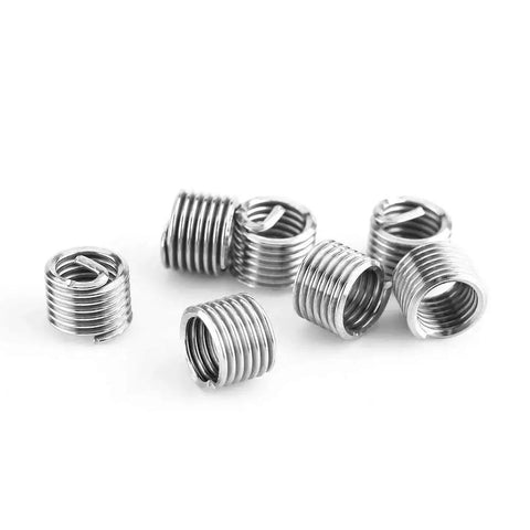 Stainless steel inserts from 25-Piece M7 X 1.0mm Thread Repair Kit With Insert Set For Auto Repair And Engine Work Pro Grade Heavy Duty High Speed Steel Tools With Red Handle Hand Tool Kit For Damaged Or Worn Threads In Cars Trucks Machinery And Home Maintenance