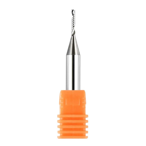 Front view of O Flute Spiral Upcut Router Bit With One Quarter Inch Shank And Sixteenth Inch Cutting Diameter Solid Carbide CNC Router Bit