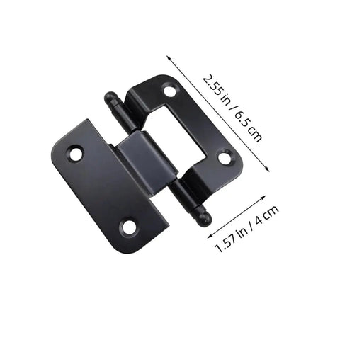 Heavy Duty Cabinet Door Hinges 6 Pack For Home Repair Iron Construction High Load Bearing, black hinge dimensions shown