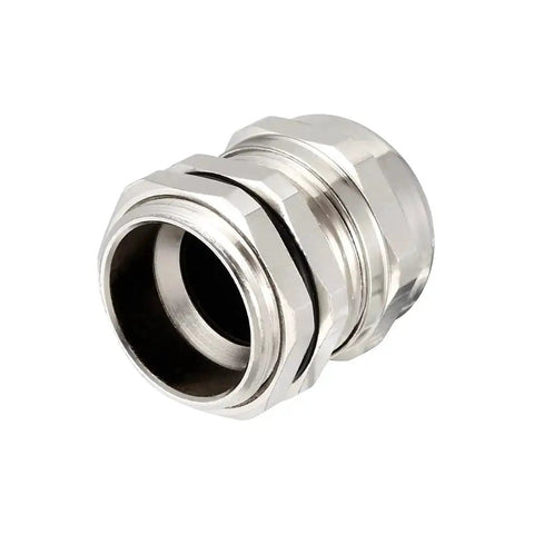 Side view of an individual M22 cable gland metal waterproof connector for 10mm to 13mm cable diameters built tough dustproof acid resistant