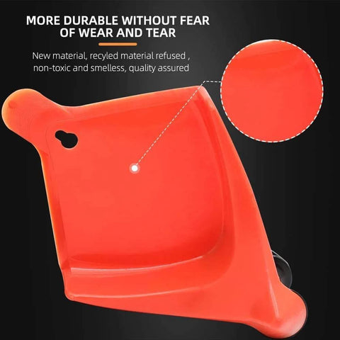 Close-up of a red plastic guide from Car Hose Guide Set Of 4 Automatic Plastic Hose Guides For A Smooth Roll Prevent Snags Under Tires During Car Wash And Maintenance Durable Polyethylene Construction Fits Cars Motorcycles And Trucks.