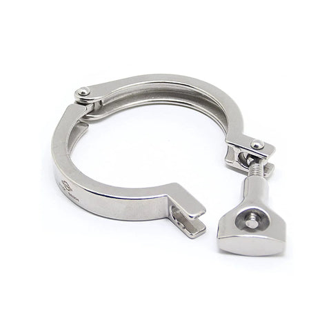 QMINOX stainless steel 2.5in tri-clamp with wing nut, sanitary clamp hardware