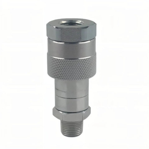 LX-KZE-B-03 hydraulic quick coupler, 3/8 in NPT, chrome-plated steel with knurled grip