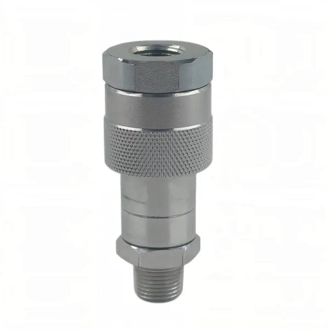 Heavy Duty One Quarter Inch NPT Hydraulic Quick Connect Set For Ten Thousand PSI High Pressure And High Flow With Two Couplers One Quarter Inch And Three Eighths Inch Plus Two Dust Caps Replaces Enerpac A 630