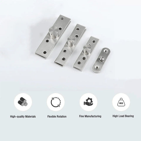 Hidden Door Pivot Hinge 75mm Stainless Steel 360 Degree Rotation for Cabinets and Cupboards Brushed Finish Six Pack