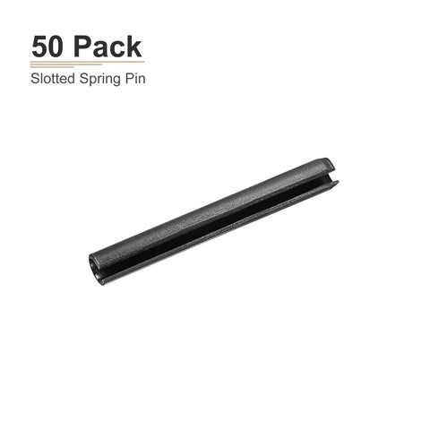 6mm x 50mm Slotted Spring Pin 50 Pack in Black Finish, 65Mn Steel Dowel Roll Pin for Home Workshop and Machinery