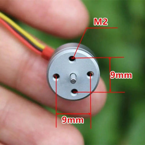 Close-up of one motor from Four Pack 1104 Brushless Motors 4300KV For 1S To 3S RC Drones FPV Racing Quadcopters with labeled dimensions.
