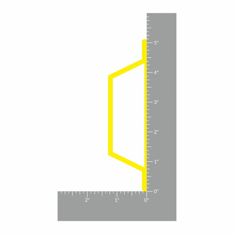 Profile view of yellow multi purpose aluminum door handle and cabinet pull knob with measurements