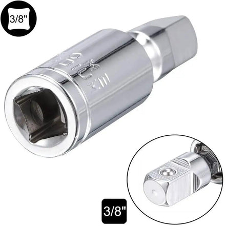 3/8 inch universal joint socket adapter, chrome-plated with square drive end