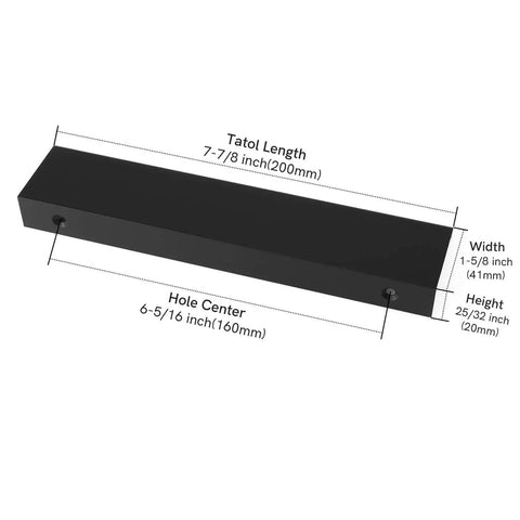 Diagram of Matte Black 5 Inch Cabinet Pulls For Cabinets And Kitchens 10 Pack Aluminum Finger And Edge Pulls dimensions