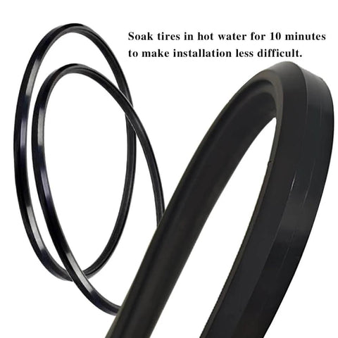 Solid Wheelchair Rear Wheel Replacement Tire 24 Inch By 1 Inch Universal Flat Free Polyurethane Tire close-up view