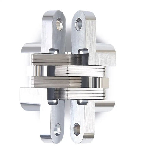 Two Pack Concealed Hinges With 180 Degree Opening For Cabinets And Doors, Heavy Duty Zinc Alloy Hidden Door Hinges, Silver Finish