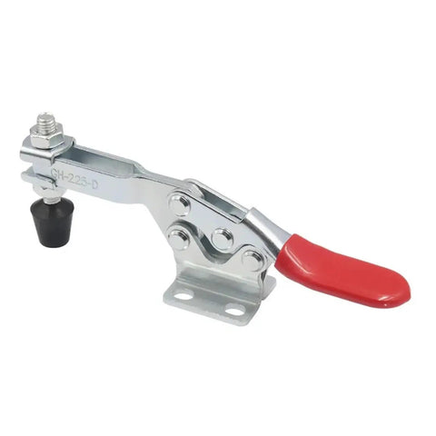16 Pc Quick Release Horizontal Toggle Clamp Set 225D With Anti Slip Rubber Pressure Tips, red ergonomic handle, metal base