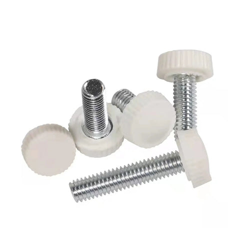 M4x18mm Knurled Thumb Screws Set Of 20, White Round Head Threaded Knob Grips, Easy Tightening, Solid Metal And Plastic Construction