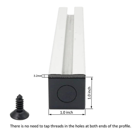 10 Pack Aluminum Extrusion T Slot End Cap Brackets For 10 By 10 And 25 Series Universal Fit 1 Inch By 1 Inch showing installed position