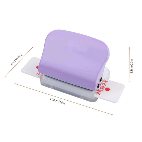 Six Hole Loose-Leaf Paper Puncher for A4 A5 B5 Notebooks, Portable Handheld Metal Circle Puncher in vibrant purple