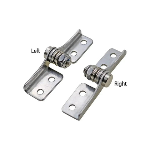 Pair of stainless steel damping hinges with left and right mounting plates and adjustable torque screws
