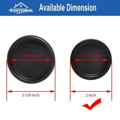 Dimensions of 4 Pack Closet Door Finger Pull 1-3/4 Inch Black Easy Snap In Installation Fits 3/8 Inch Depth by 1-3/4 Inch Opening Hole