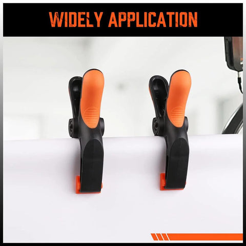 HORUSDY 5-inch plastic spring clamps with orange handles, 2-3/8in jaw opening, pair shown