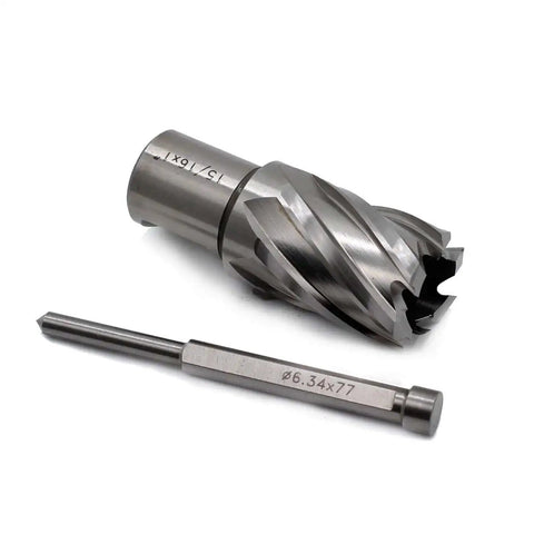 Annular Cutter 15/16 Inch Cutting Diameter With 1 Inch Depth, 3/4 Inch Weldon Shank And 2 Flats, Pilot Pin for Magnetic Drill Press