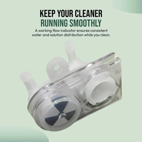 Clear replacement flow indicator for Bissell BigGreen commercial carpet cleaners; side view shows transparent housing.