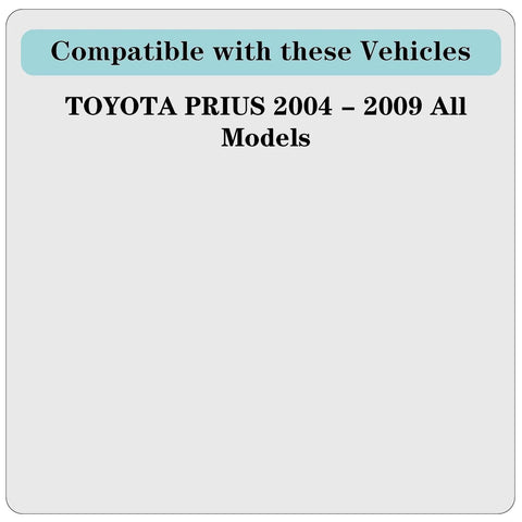 Text reads 'Compatible with these Vehicles TOYOTA PRIUS 2004 – 2009 All Models'. For Front Wheel Bearing And Hub Assembly For Toyota Prius 2004 Through 2009 5 Lug Premium Replacement With Durable 60 Steel Construction For A Quiet Smooth Ride And Reliable Performance.