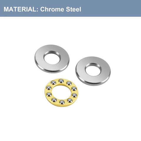 HiPicco thrust ball bearings set: two silver chrome-steel washers and a gold-colored thrust bearing ring with balls