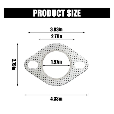 Automotive 2-bolt exhaust flange gasket, 2-inch inner hole, reinforced high-temp perforated metal gasket, Amazon brand