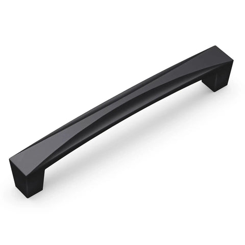 5-1/16 Inch Center To Center Cabinet Pull In Matte Black Finish Modern Arc Handle With Bold Dope Look And Easy Installation With Hardware Included Today, side view