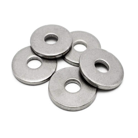 Stainless steel flat fender washers, 1 in OD, 3/8 in hole, 0.080 in thick, 5 pcs