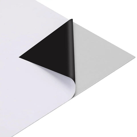 Close-up of 2 Pack 304 Stainless Steel Sheets 6 By 6 By 1 32nd Inch 20 Gauge Shim Stock Plates with protective film.