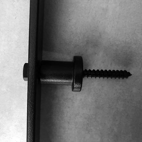 Close-up of Five Pack Black Barn Door Rollers With 34mm Spacers for Flat Track Sliding Barn Doors wall mount hardware set