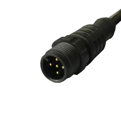 Close-up of NMEA 2000 15 Foot Backbone Drop And Extension Cable gold-plated 5-pin connector for marine networks