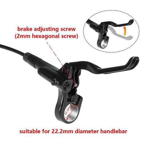 Cyclon MT200 MTB hydraulic brake lever set; side view showing 22.2mm handlebar clamp and 2mm hex adjust screw
